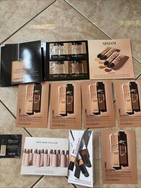 Yves Saint Laurent All Hours Concealer/ Armani foundation/ westman card samples